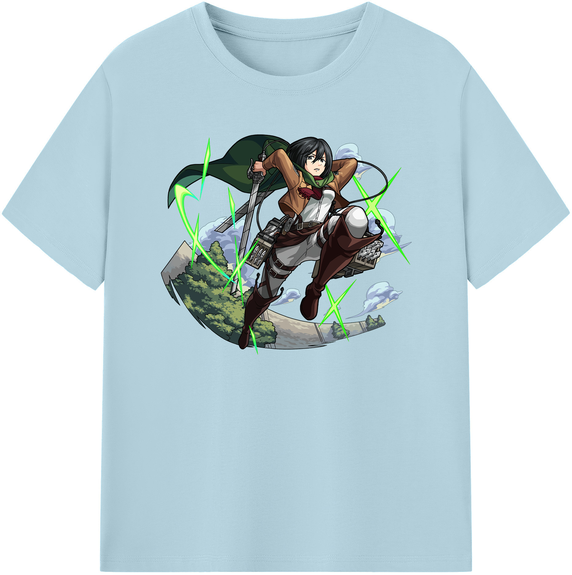 （画像用） 進撃の巨人 ミカサ·アッカーマン Attack on Titan Mikasa Ackerman 綿100％半袖Tシャツ（フロントプリント）